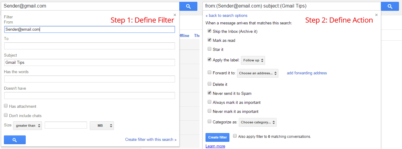 How to create filters in Gmail