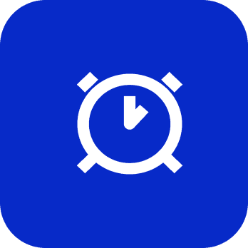 Timer icon on blue background