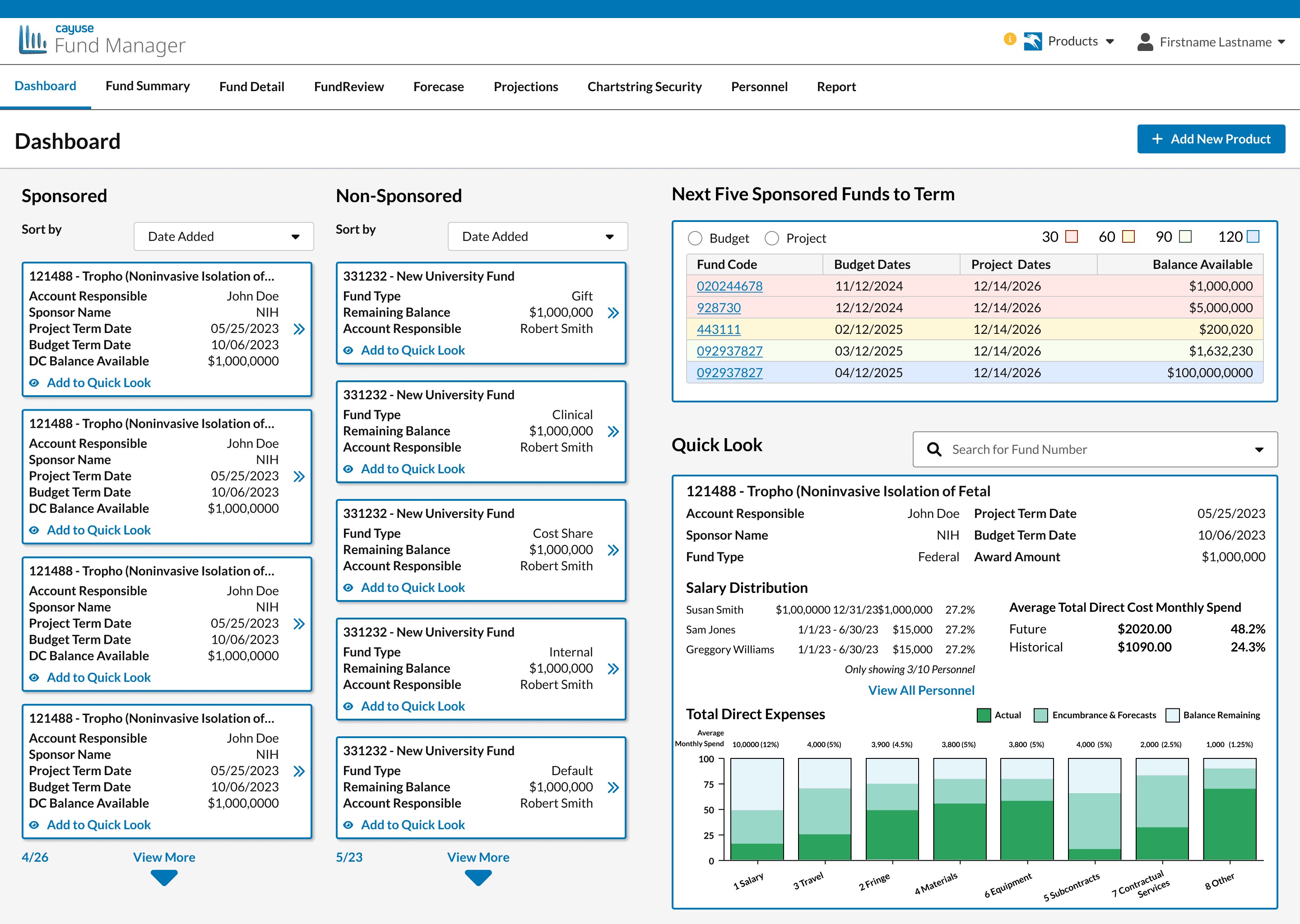 Fund Manager dashboard design