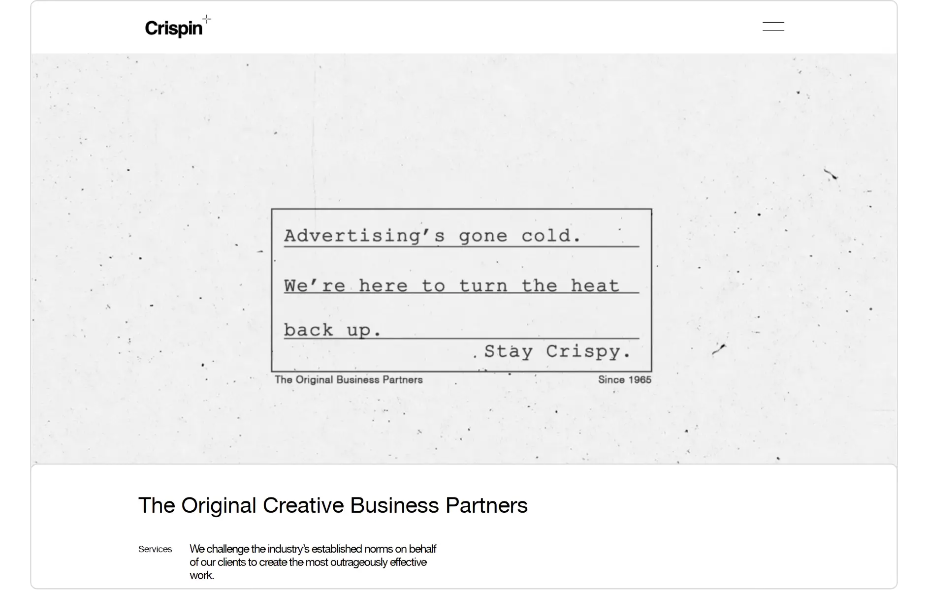 Crispin Marketing agency website home page
