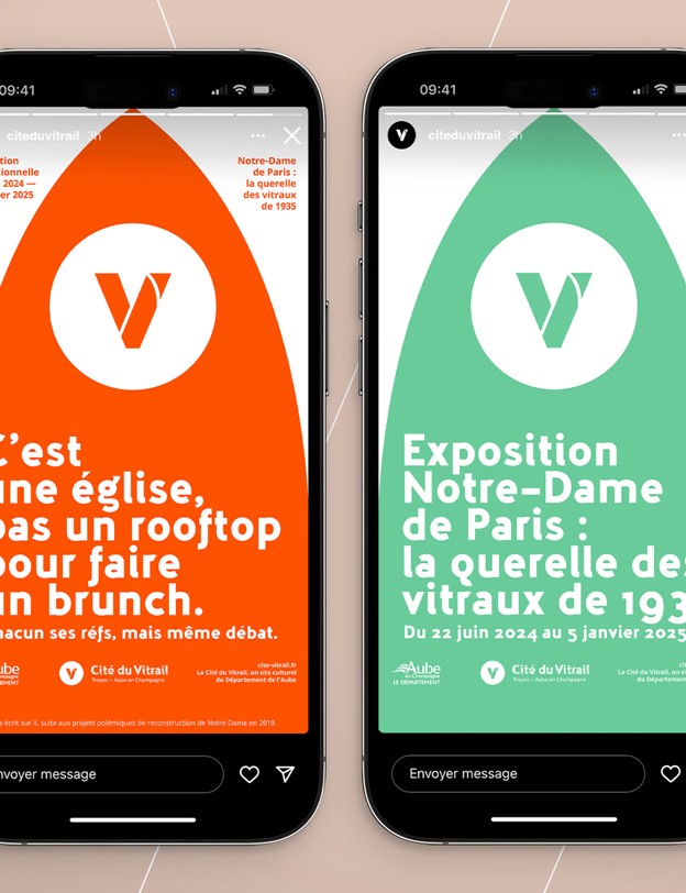 Stories Instagram pour l'expositon, concept Réfs.