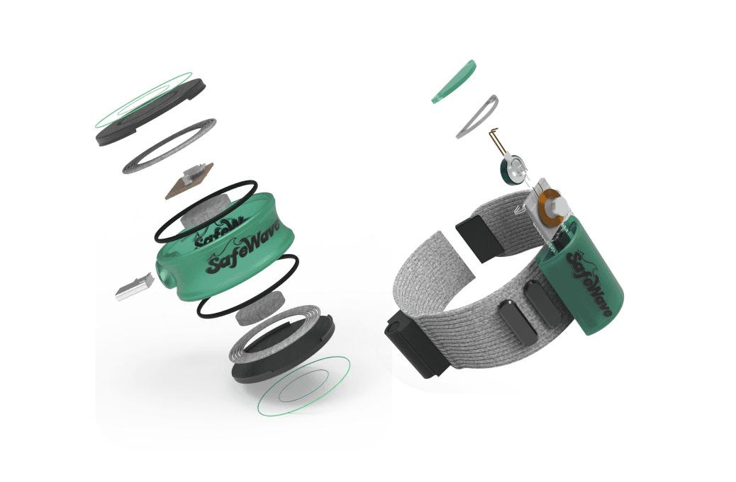 Exploded views of charger and anklet