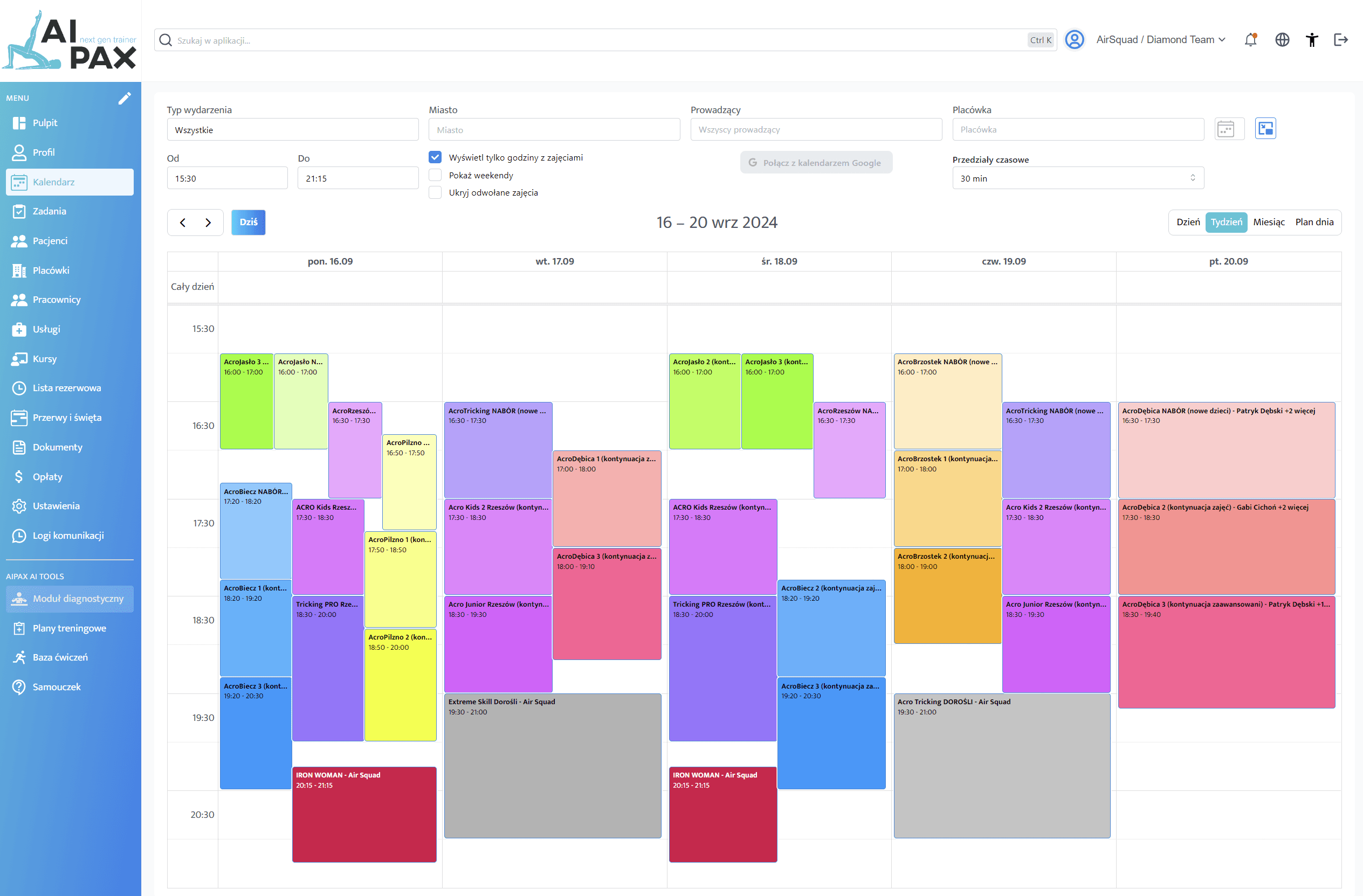 Screenshot of the main dashboard with gradients as background