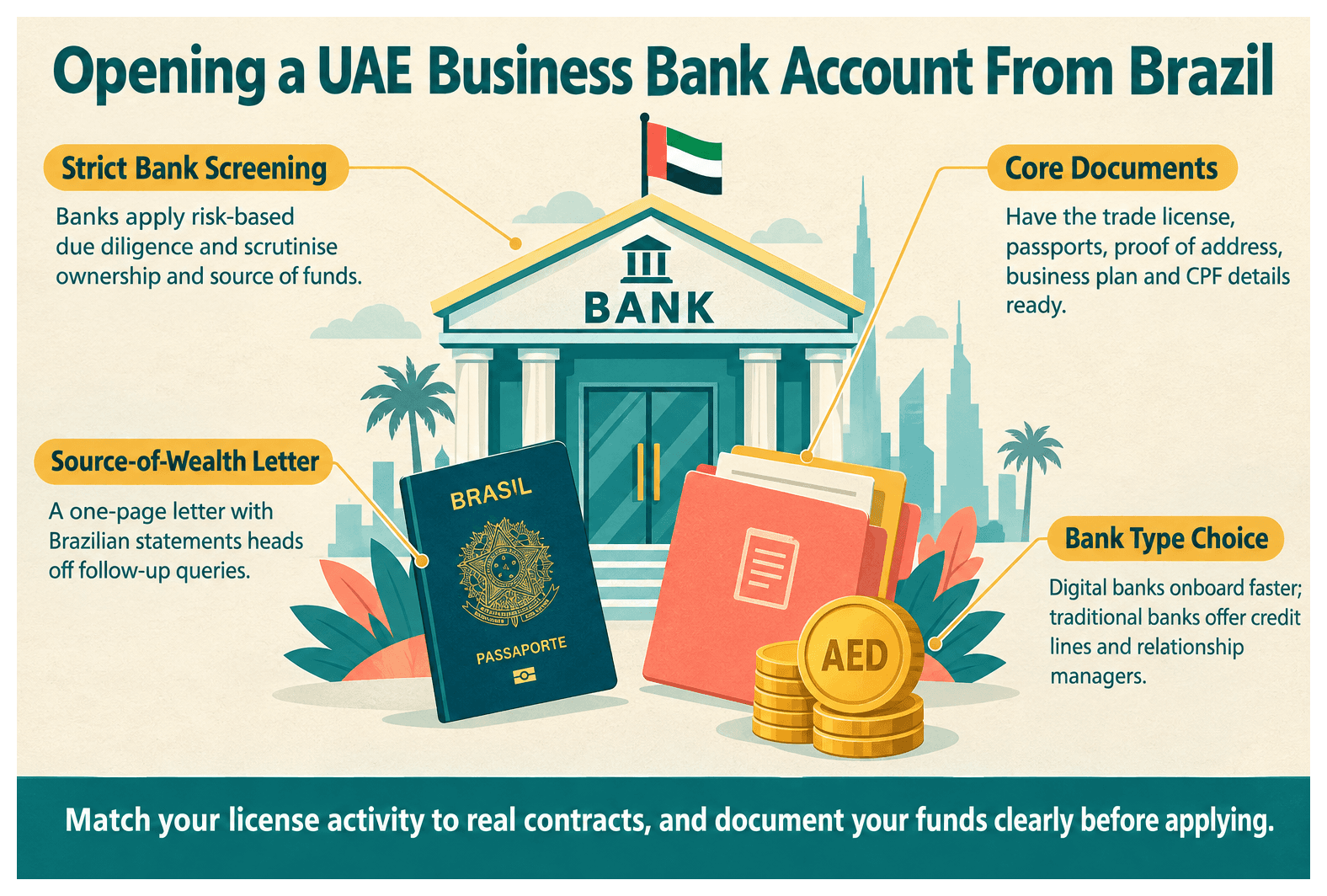 Infographic: Opening a UAE Corporate Bank Account as a Brazilian Entrepreneur