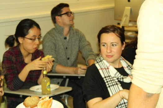 women with black checker box scarf