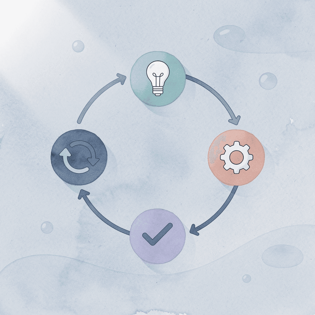 Cycle showing continuous creative practice process - Creativity Training