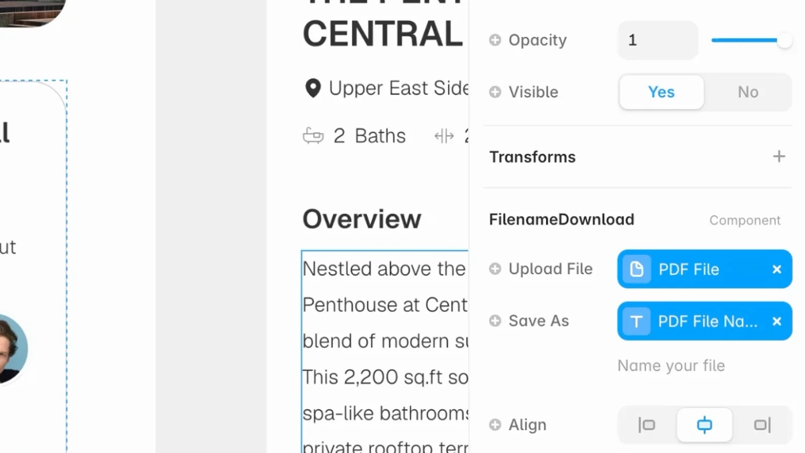 Both component fields connected to their CMS fields