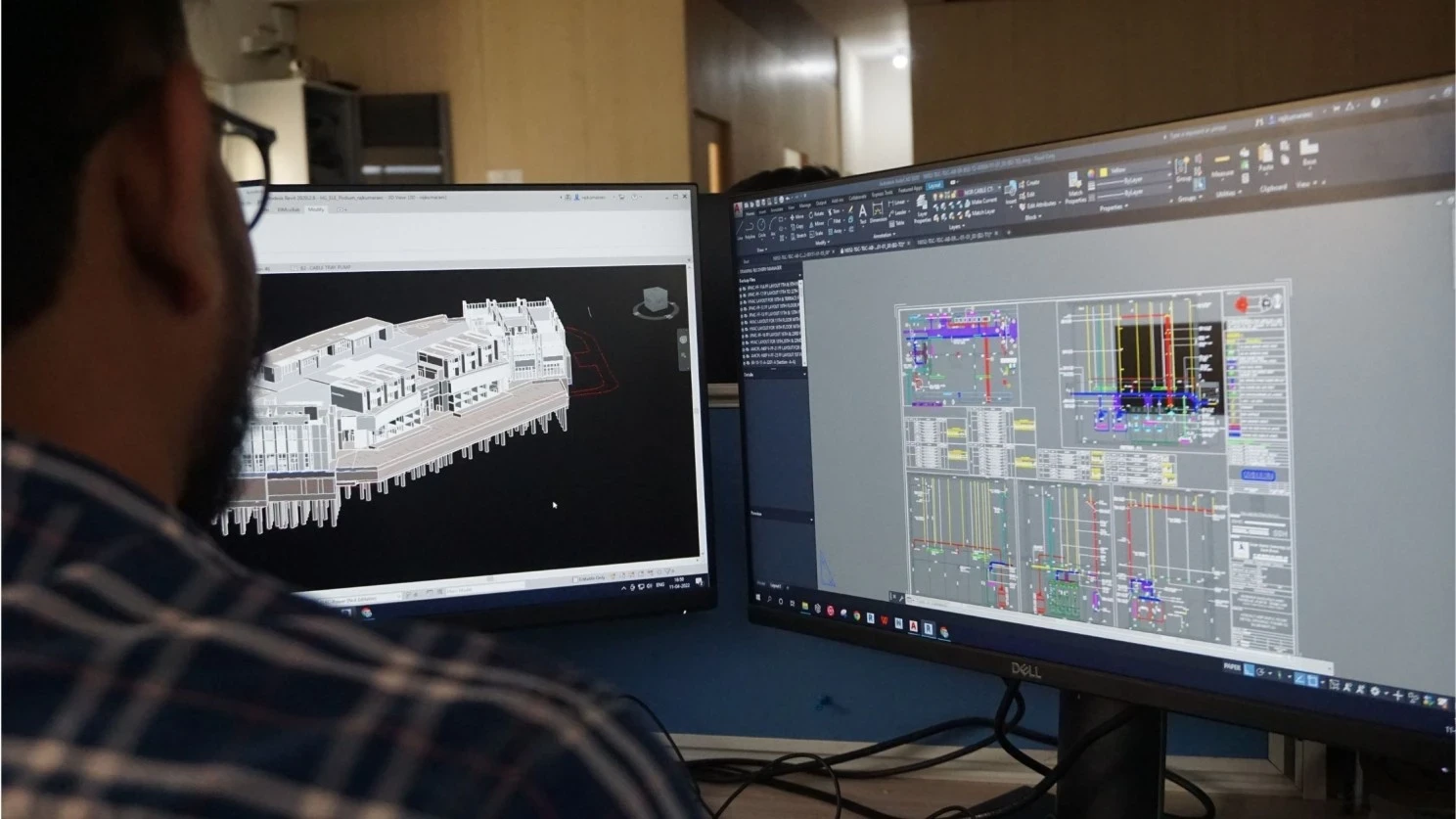 Employee working on 3D model in Revit, image