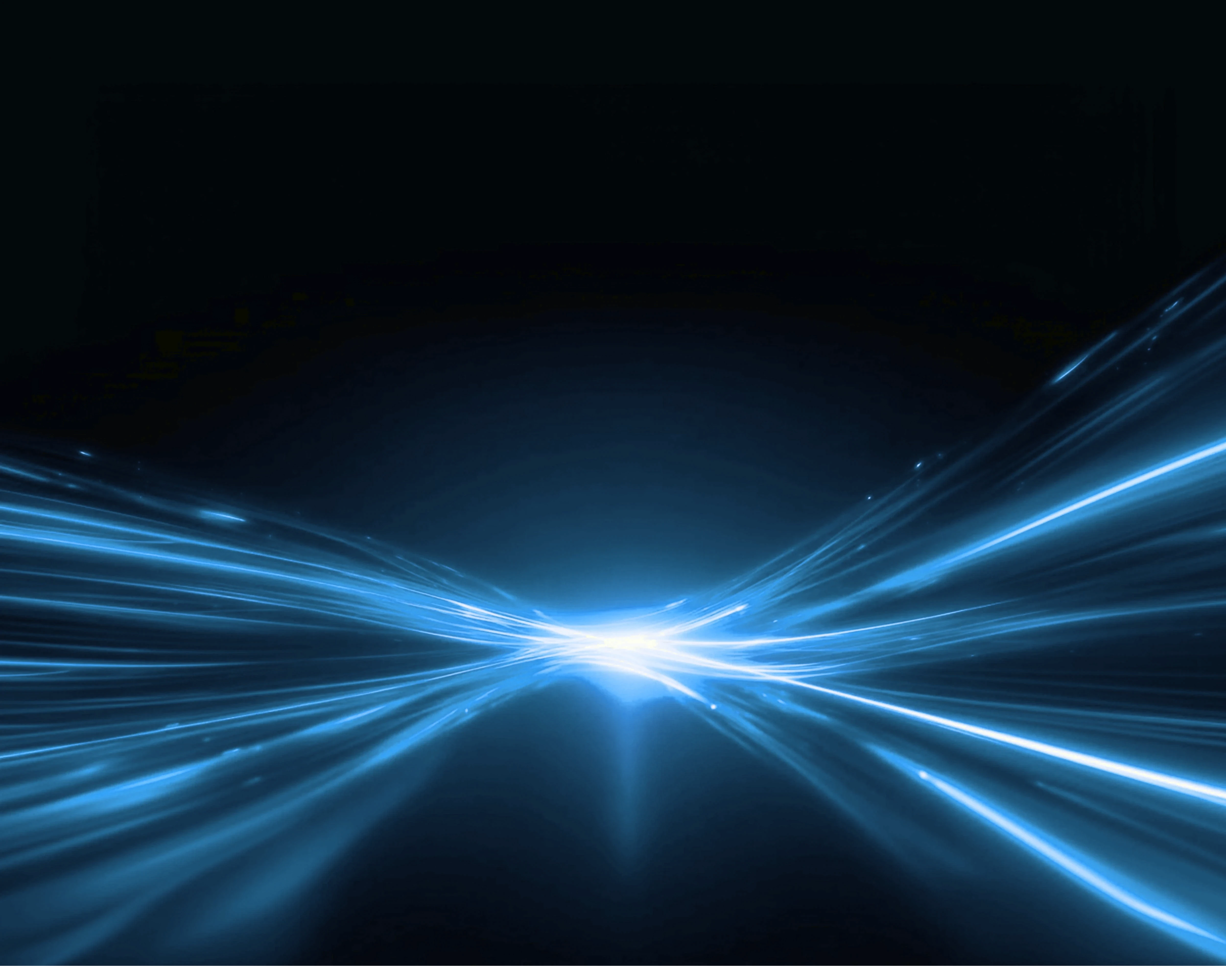 Abstract red light streaks converging at center on dark background symbolizing speed and automation
