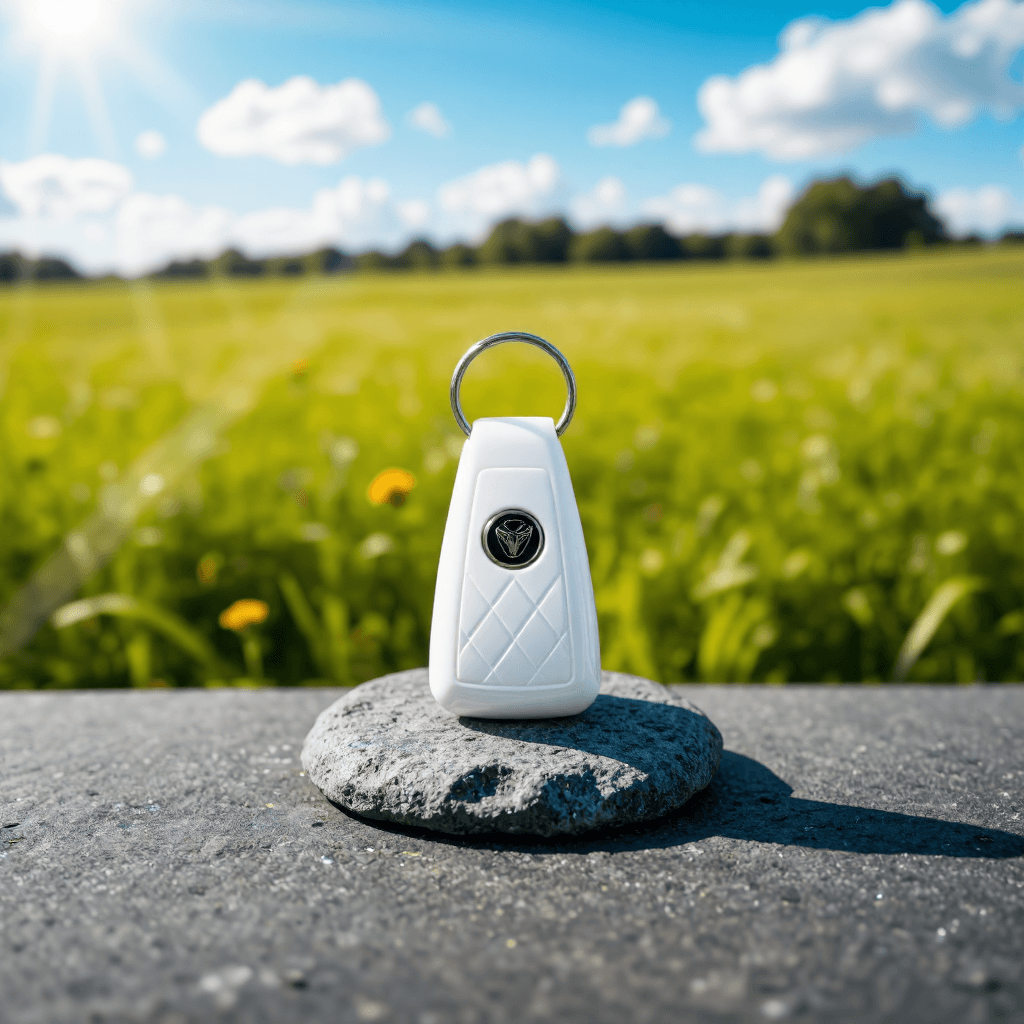 product photography of a key fob for a vehicle, used for locking and unlocking doors