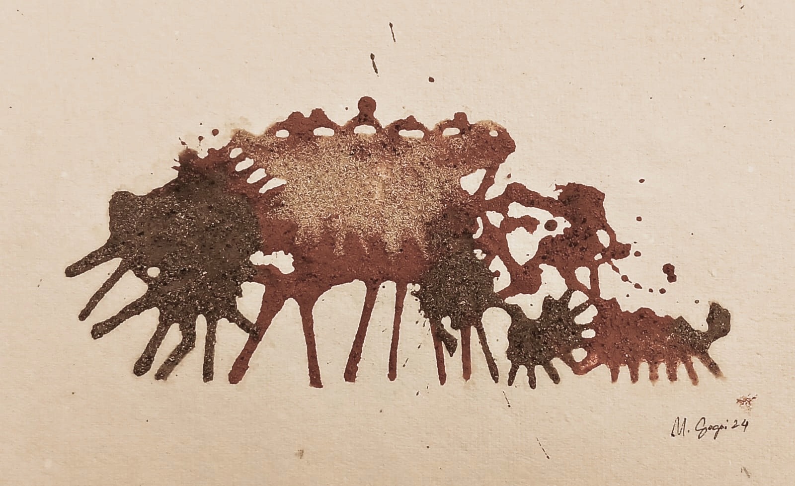 herd of sheep on road painting