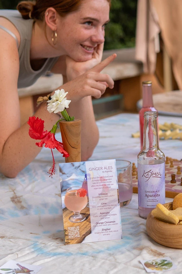 Girl with a kajimba flier at la terrace