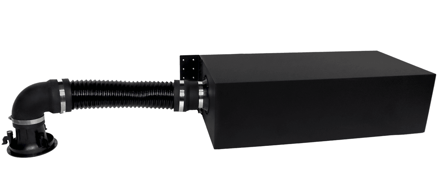 Black air intake box with flexible hose
