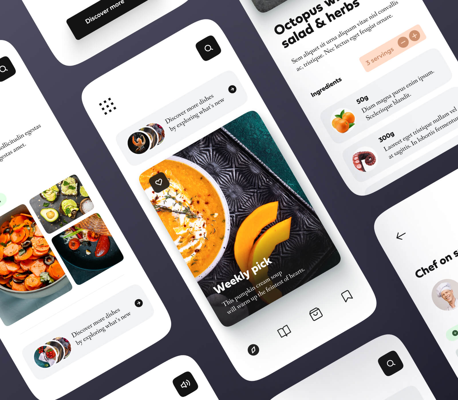 mobile app design for food recipe