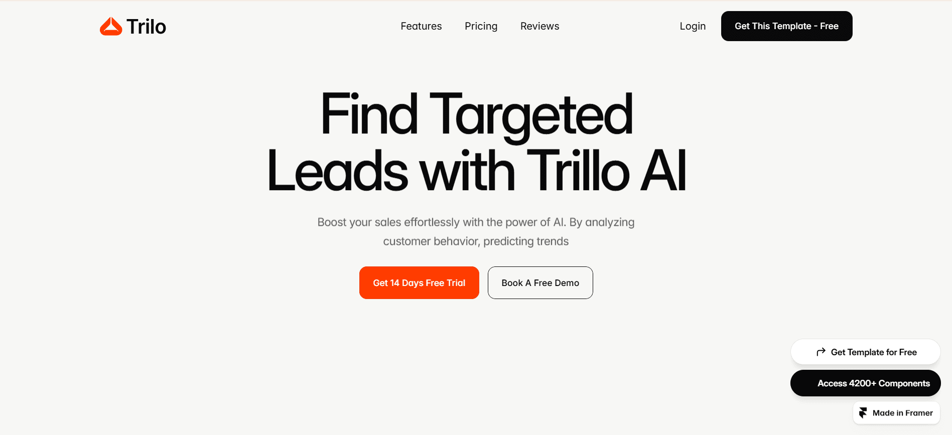 Trillo SaaS website template homepage