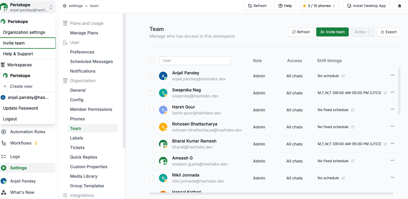 Give your team access via email