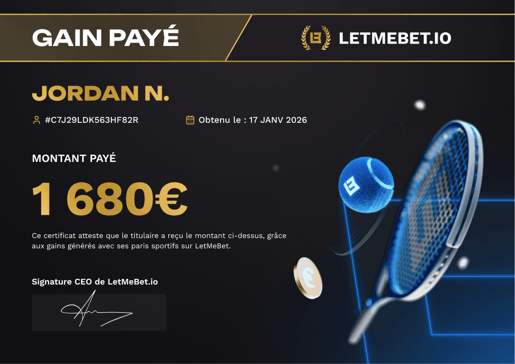 Gain Jordan sur la plateforme LetMeBet