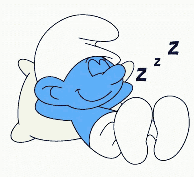 Smurf Sleeping Soundly on a Pillow