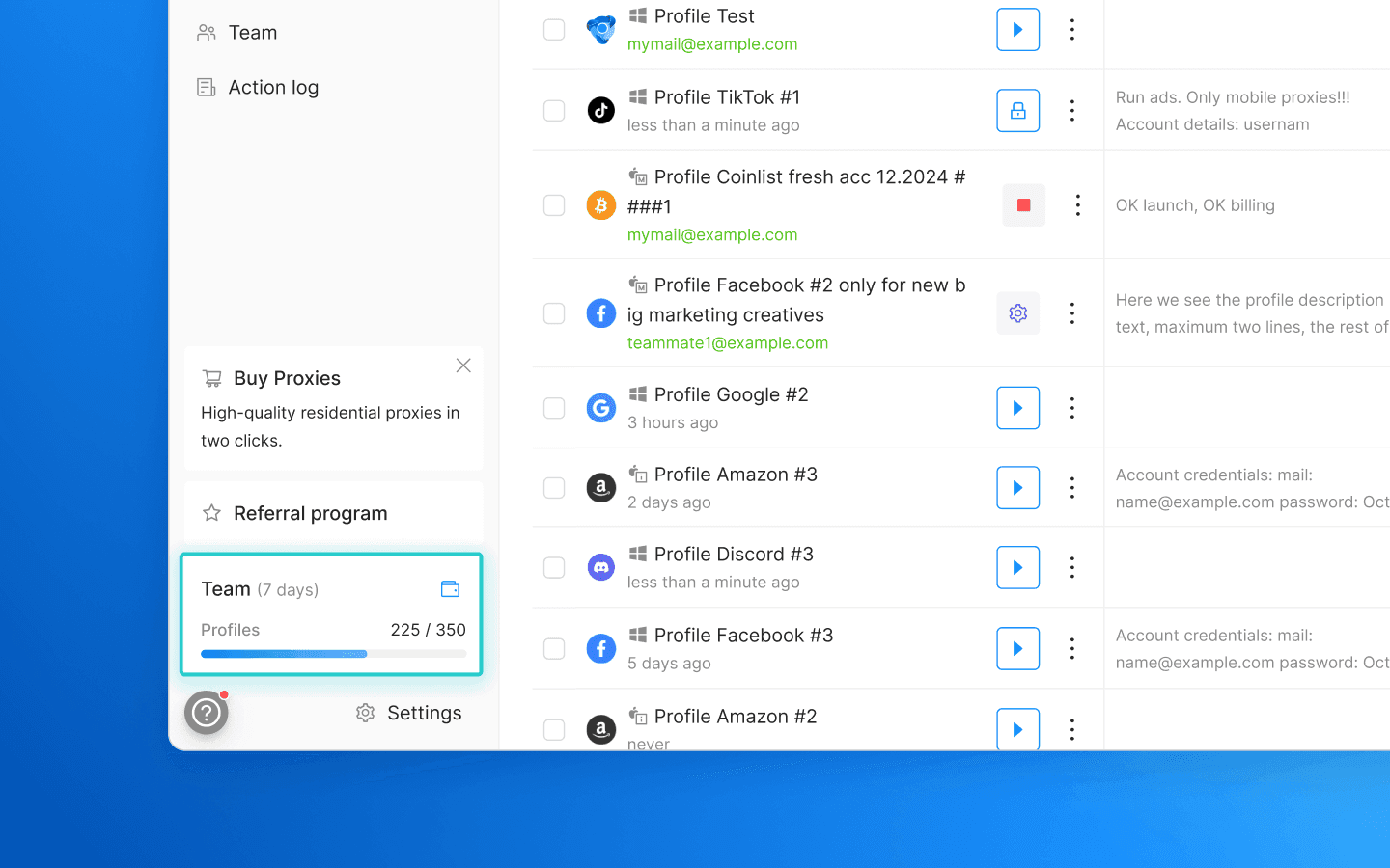 A subscription status indicator has been added to the bottom part of the sidebar