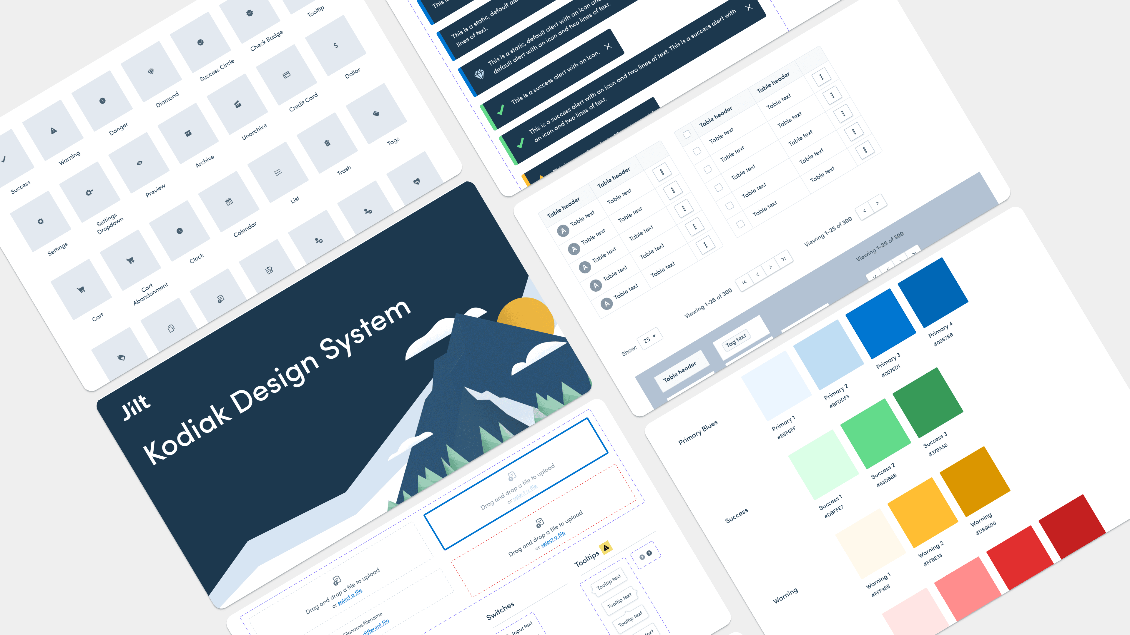 A collage highlighting the Kodiak Design System