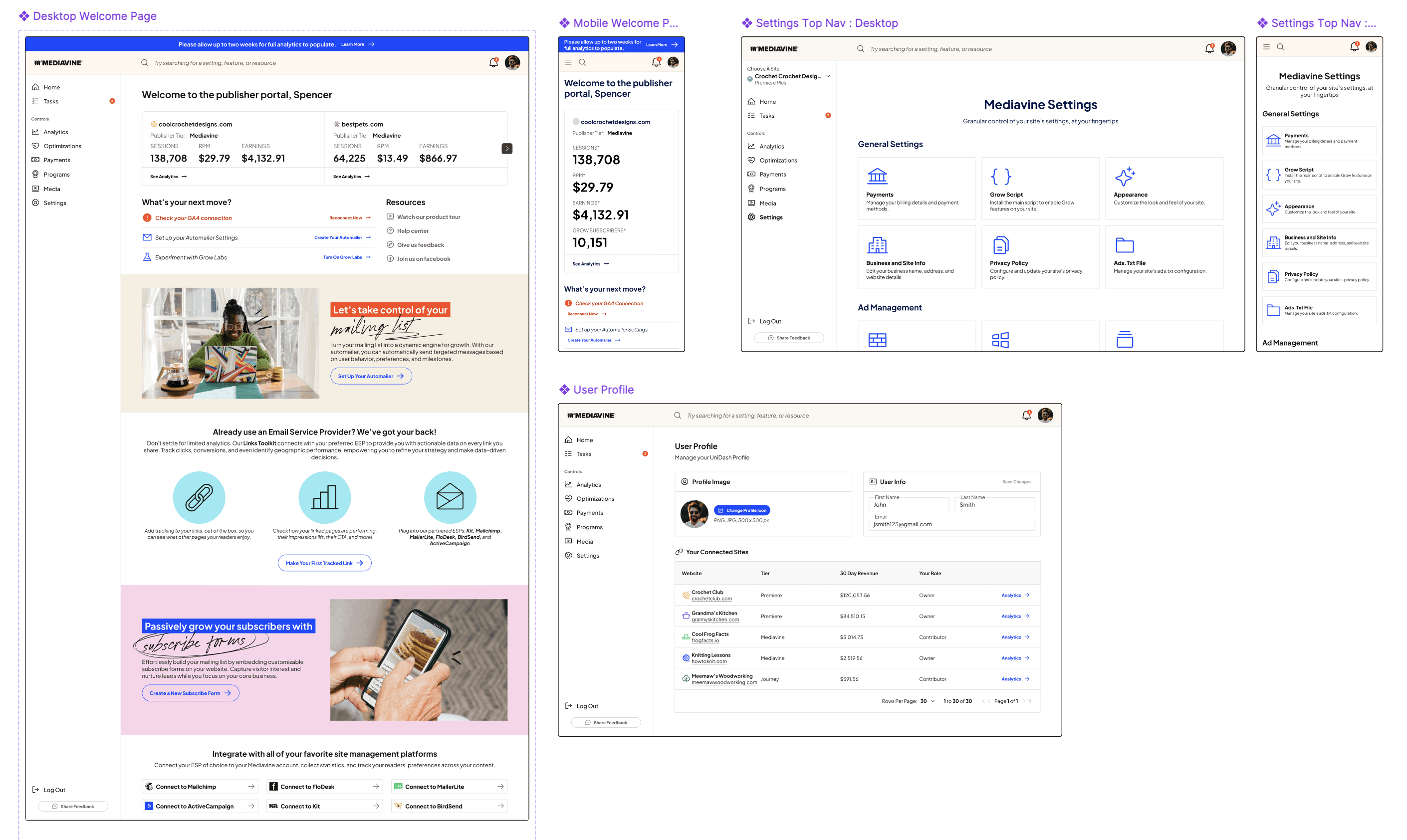 UI screens for the Fluree Nexus web app