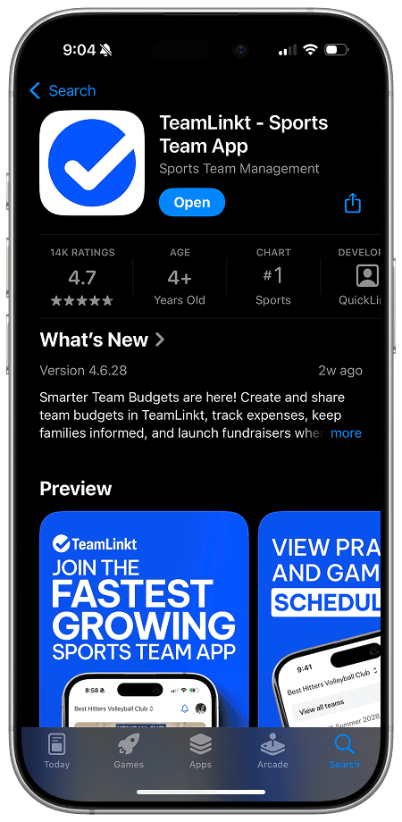 TeamLinkt Sports Team App on the App Store rated 4.7 stars and ranked number one in sports, free for NFL Flag families