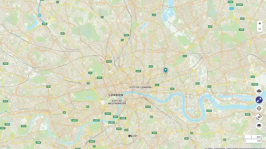 Map of London showing roads and landmarks