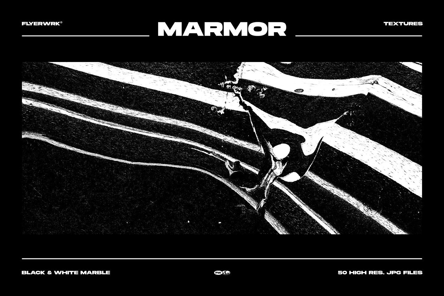 Marmor abstract ink textures surface detail with realistic grain and commanding black and white fluid designs