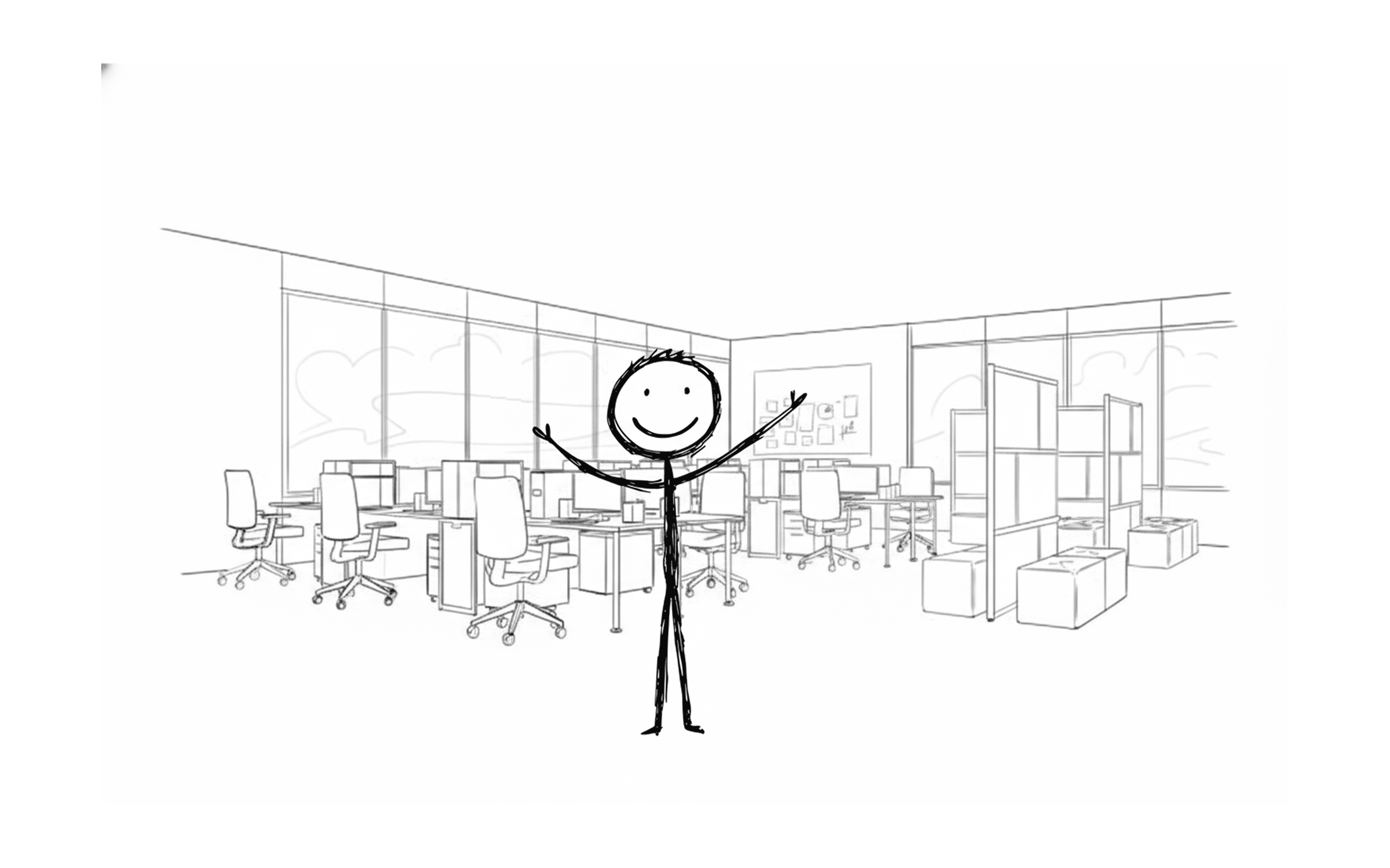 멋진 디자인으로 완성된 오피스 안에서 기뻐하는 PM의 모습