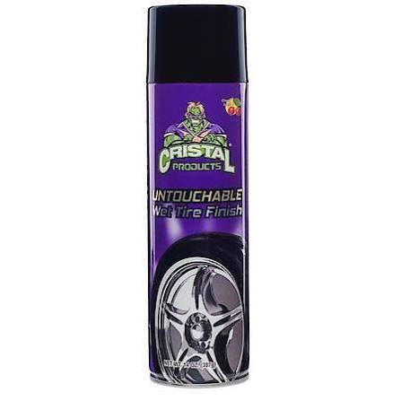 A bottle of Break Throught Fall Out & Iron Remover spray, featuring a black trigger sprayer and a black label with purple text and graphics, set against a gray and white checkered transparency background.