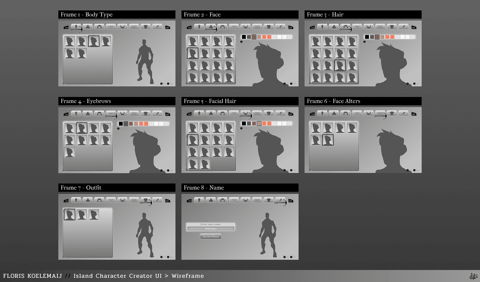 UI peeps challenge island character creator ui design wireframe