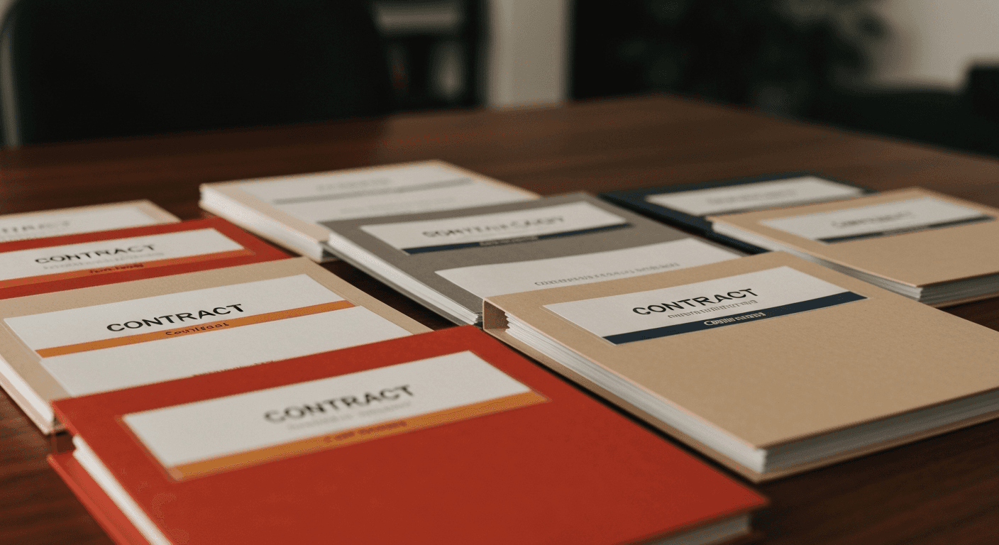 Contract folders on office table