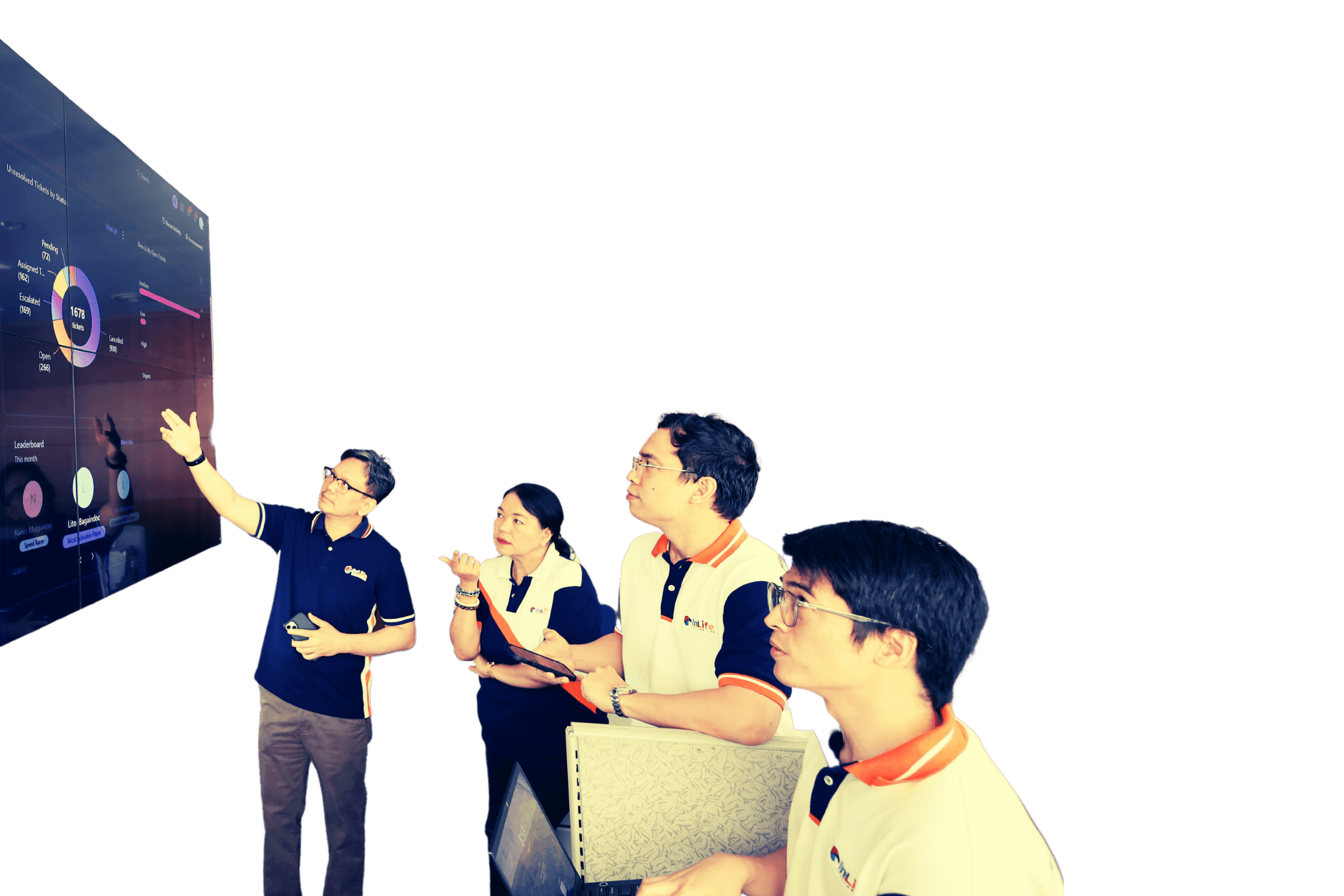 employees discussing in powerpoint