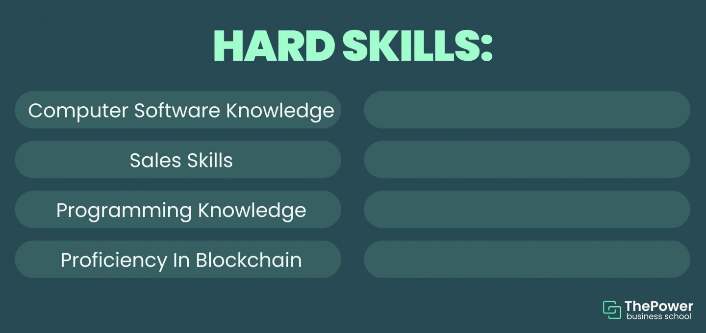 Some examples for hard skills are computer software knowledge, sales skills, programming knowledge and others