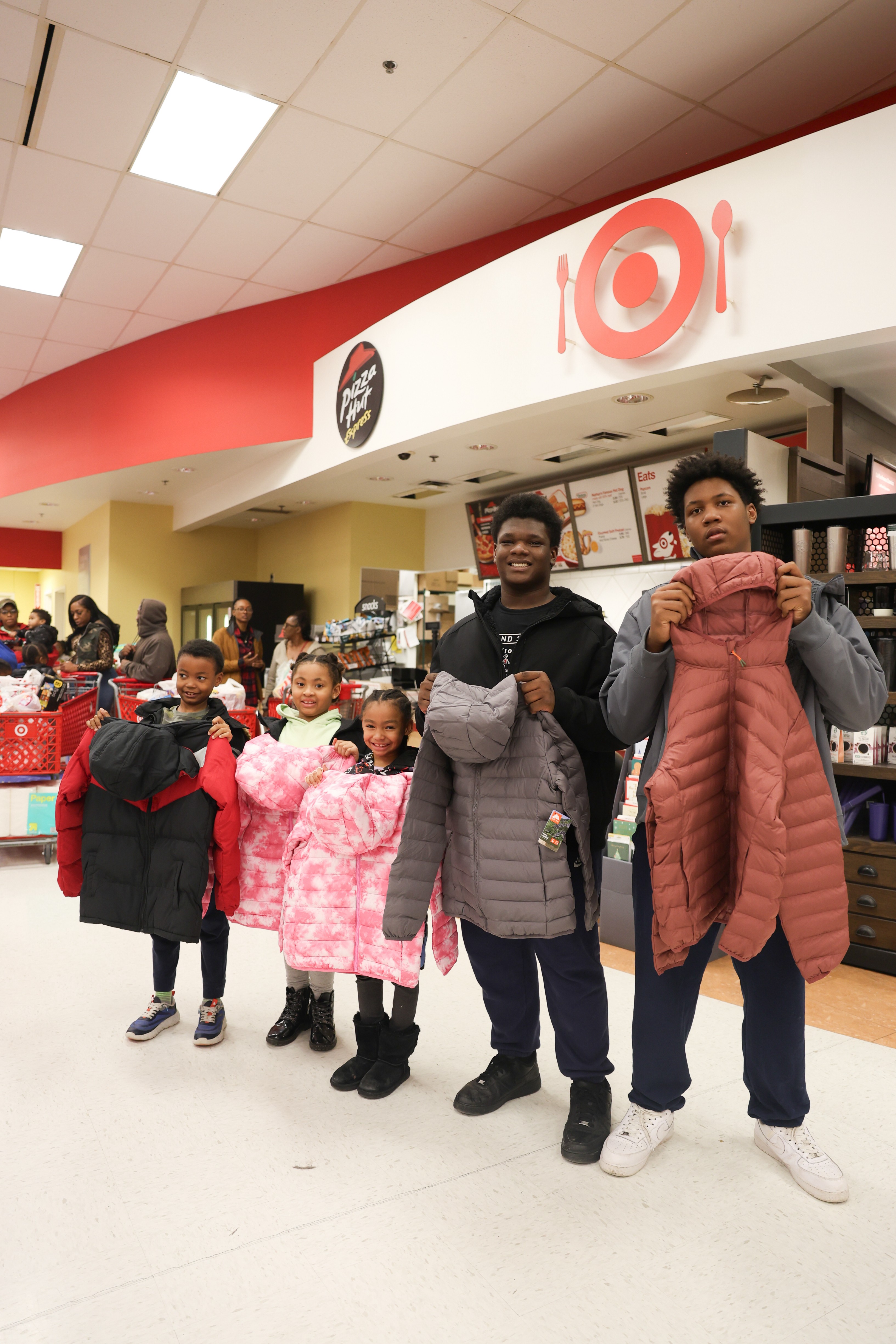 girl in white and pink dress with face mask
