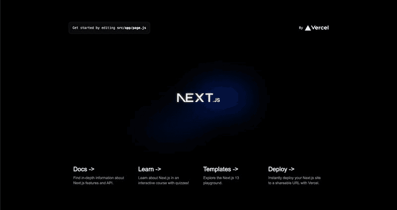 Next.js default landing page.