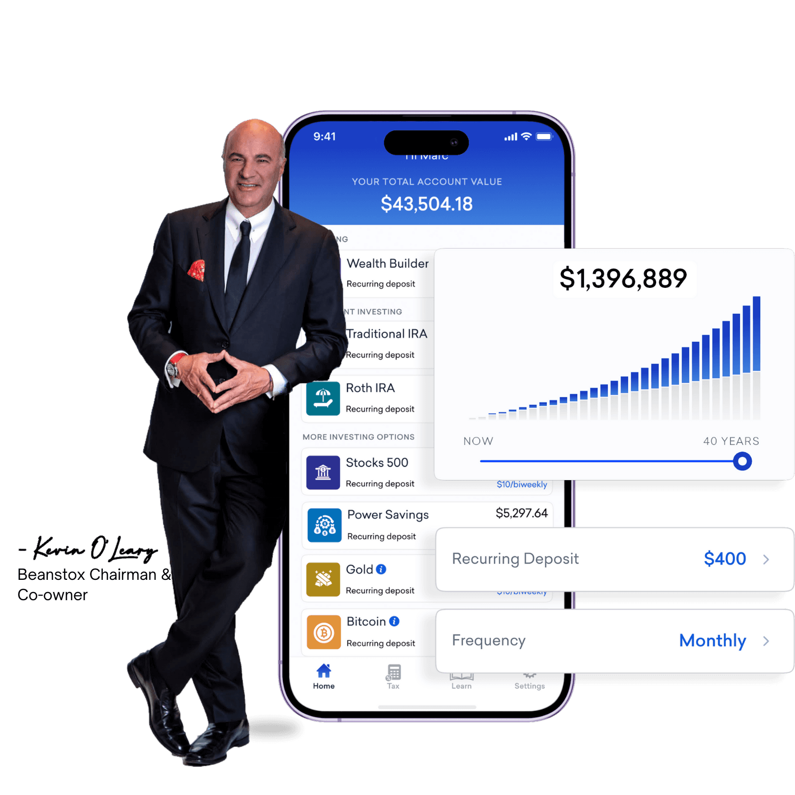 Beanstox mobile app showing projected growth