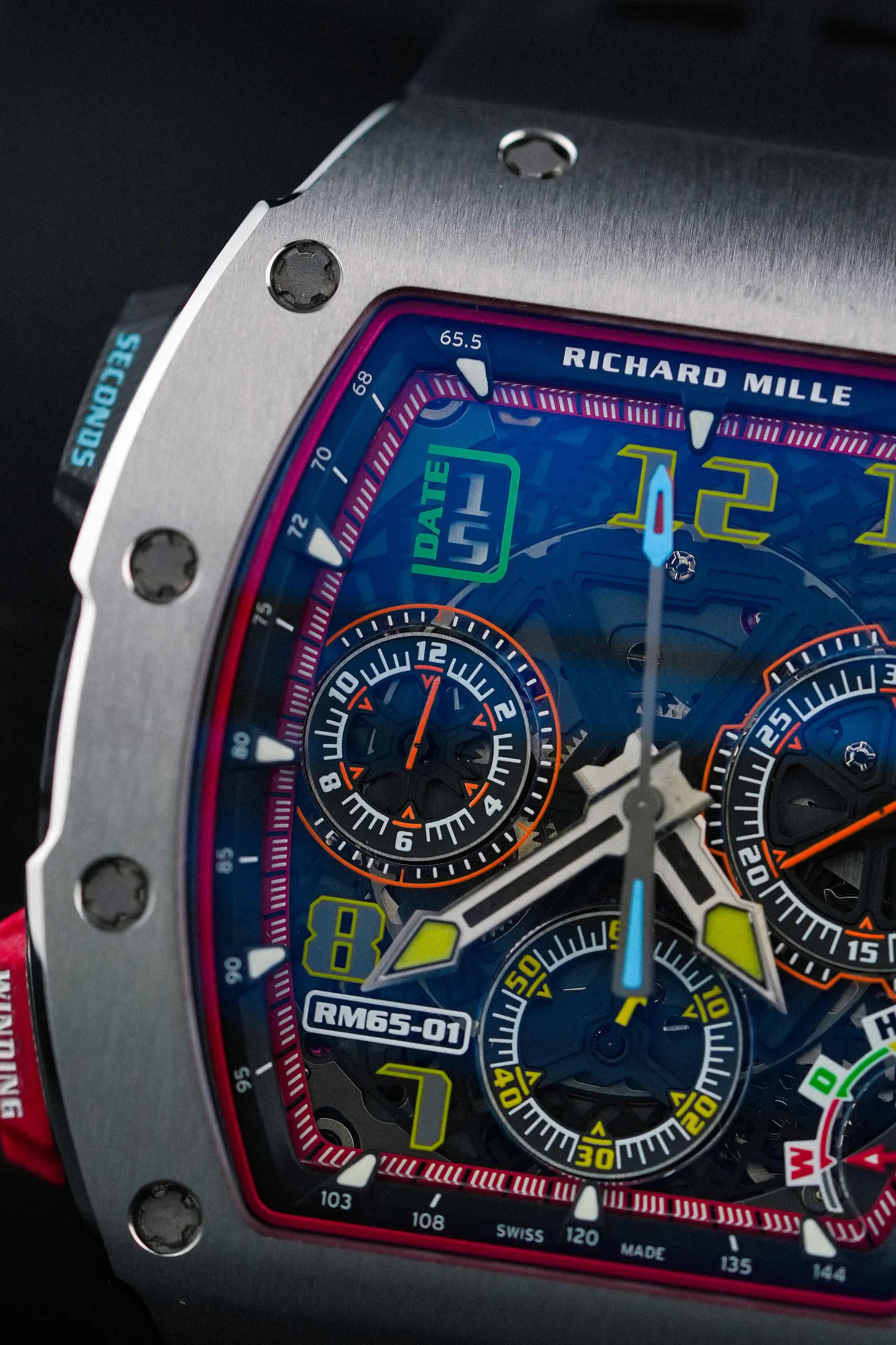 Richard Mille RM 65-01 Split-Seconds Chronograph close-up of the case and bezel