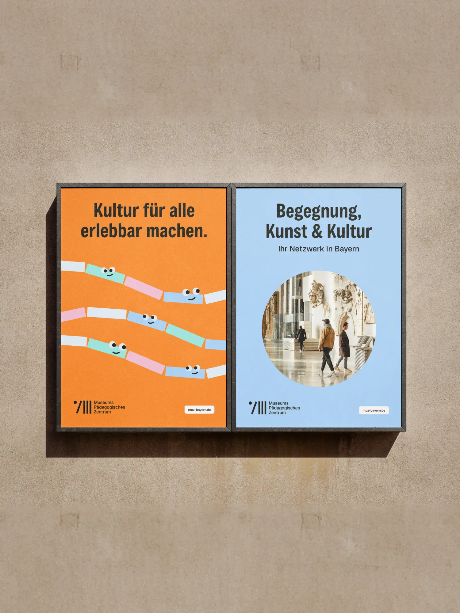 Zwei MPZ-Plakate: „Kultur für alle erlebbar machen“ und „Begegnung, Kunst & Kultur“