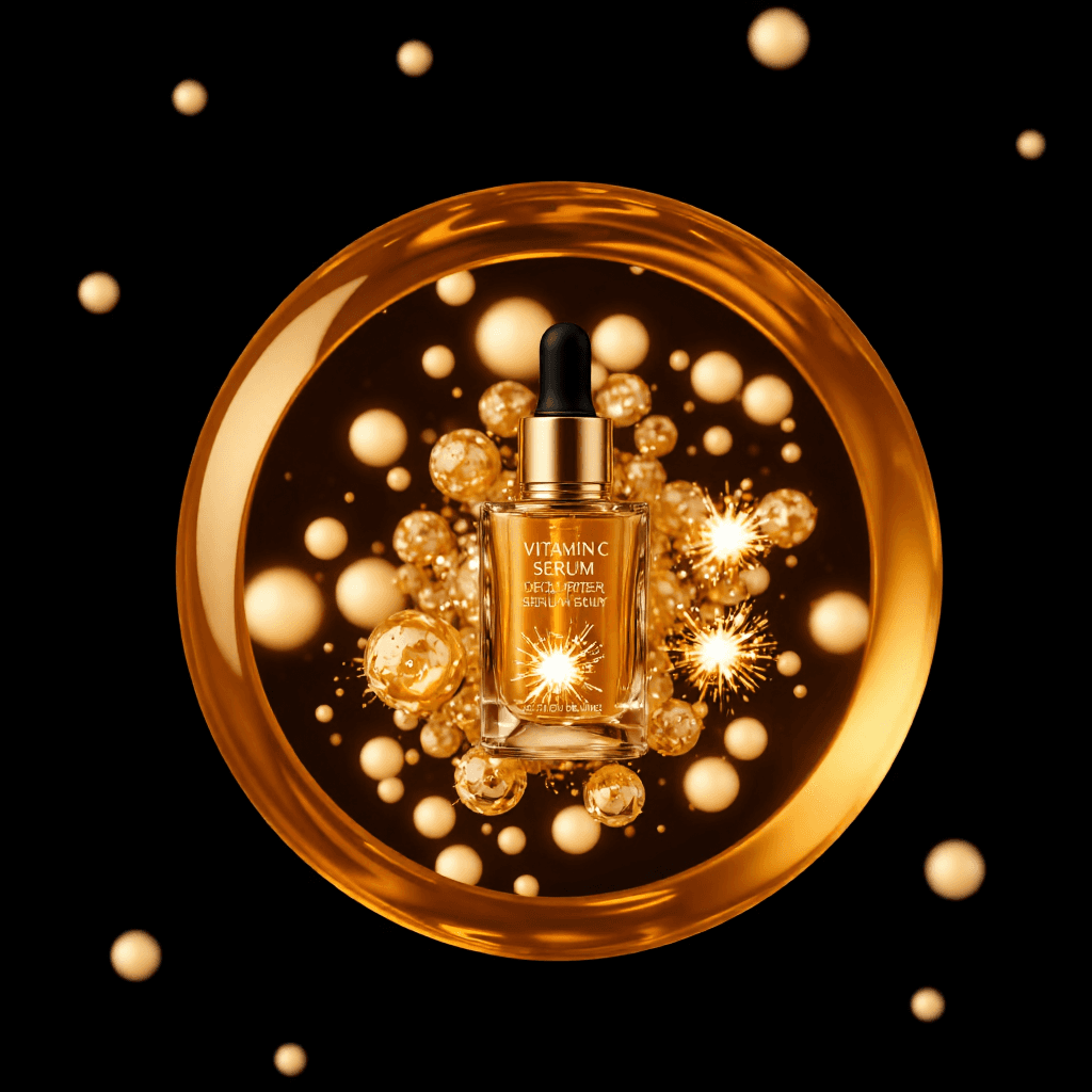 product photography of bottle of vitamin C serum