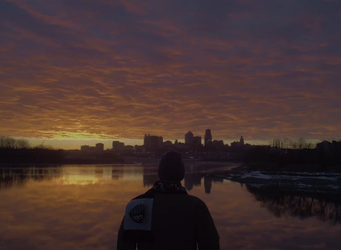 WTADS Sporting Kansas City fan looking at downtown kansas city.