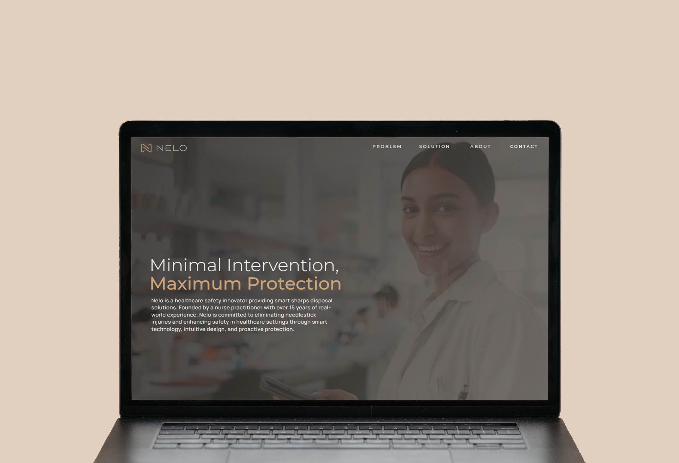 Laptop displaying a Black Friday sale with a 50% discount on a brown boot, orange background.