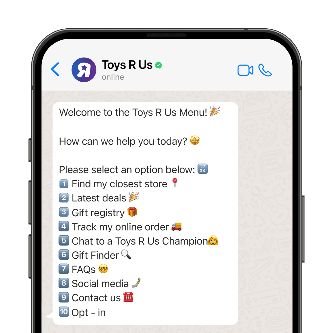 Toys R Us WhatsApp