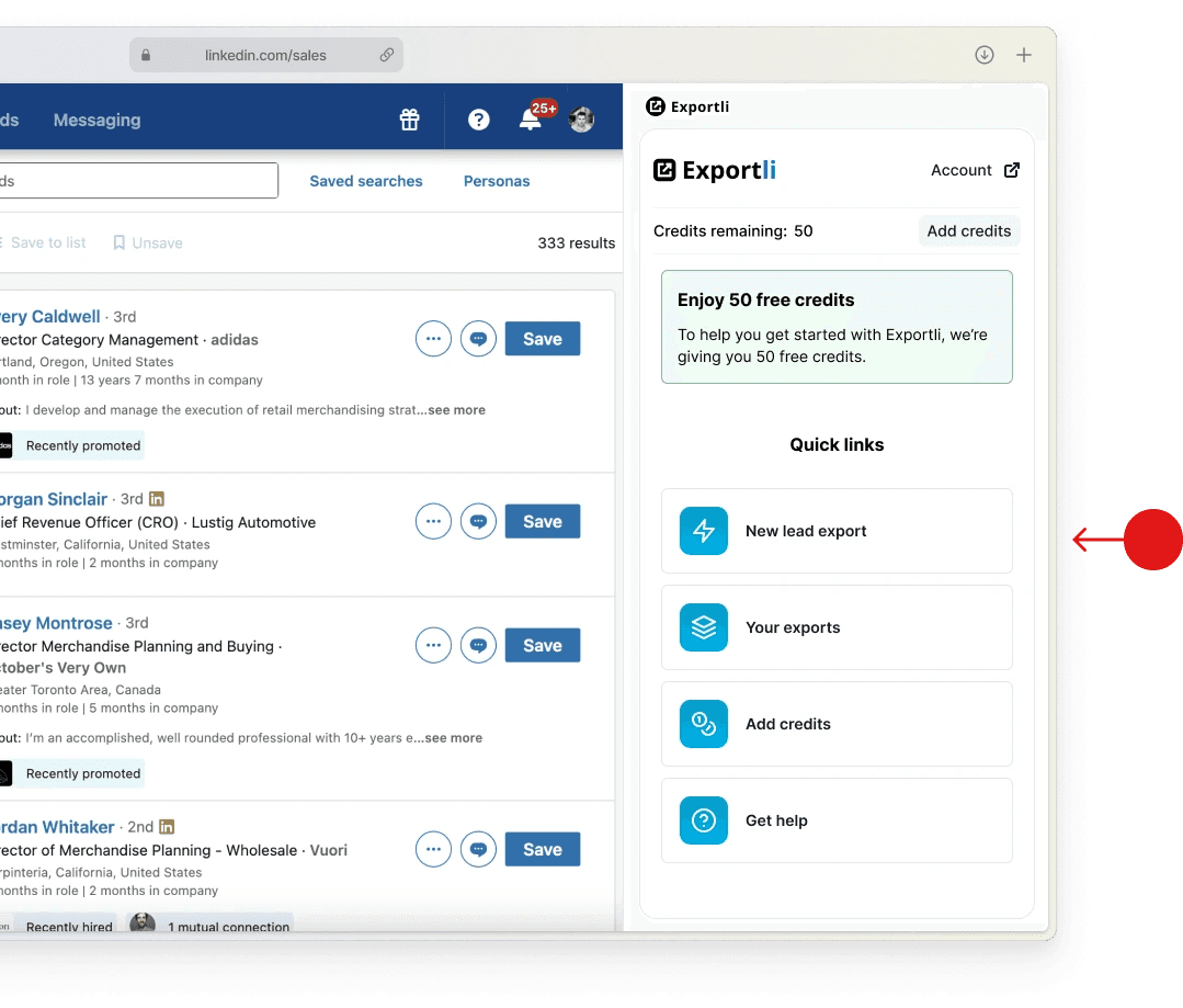 Screenshot showing LinkedIn lead filters