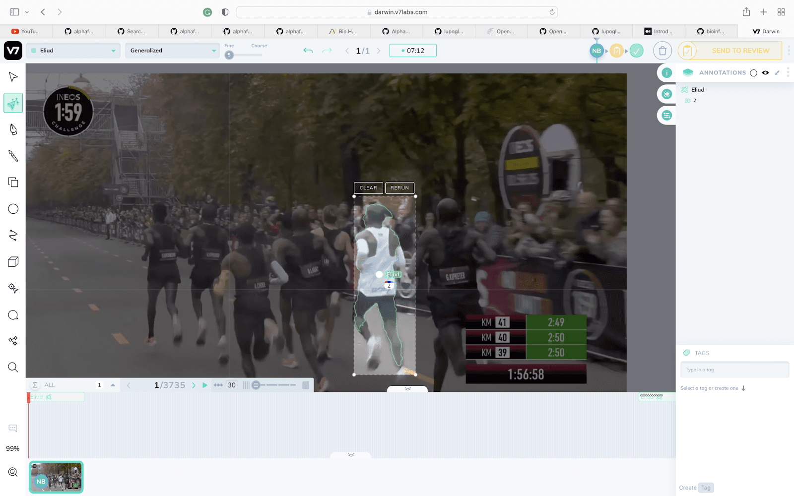 V7 auto-annotation on a marathon runner