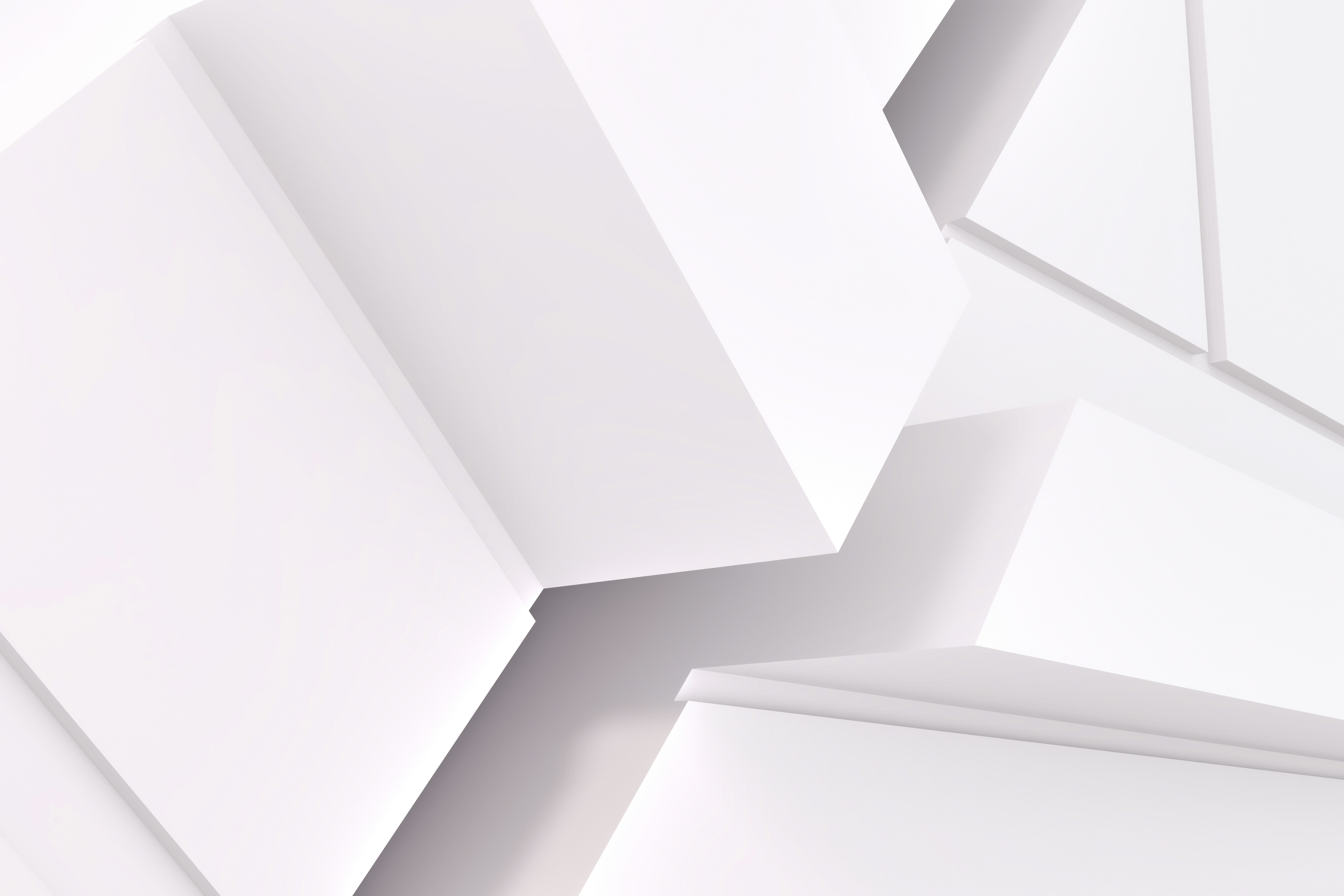 Abstract white geometric shapes with shadows