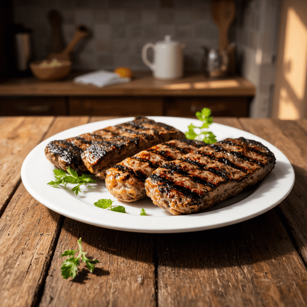 product photography of a plate of grilled meat
