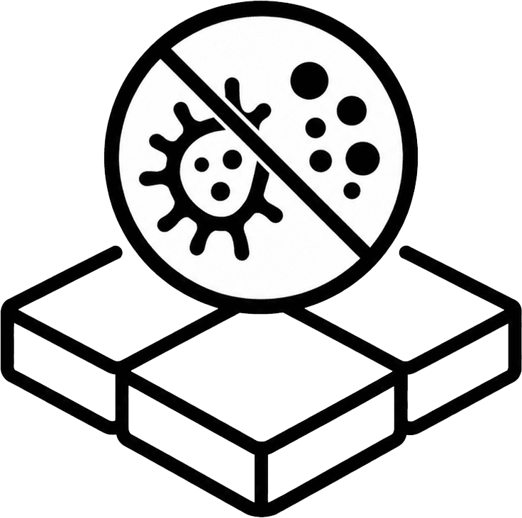 Antimicrobial protection icon for polymeric sand pavers