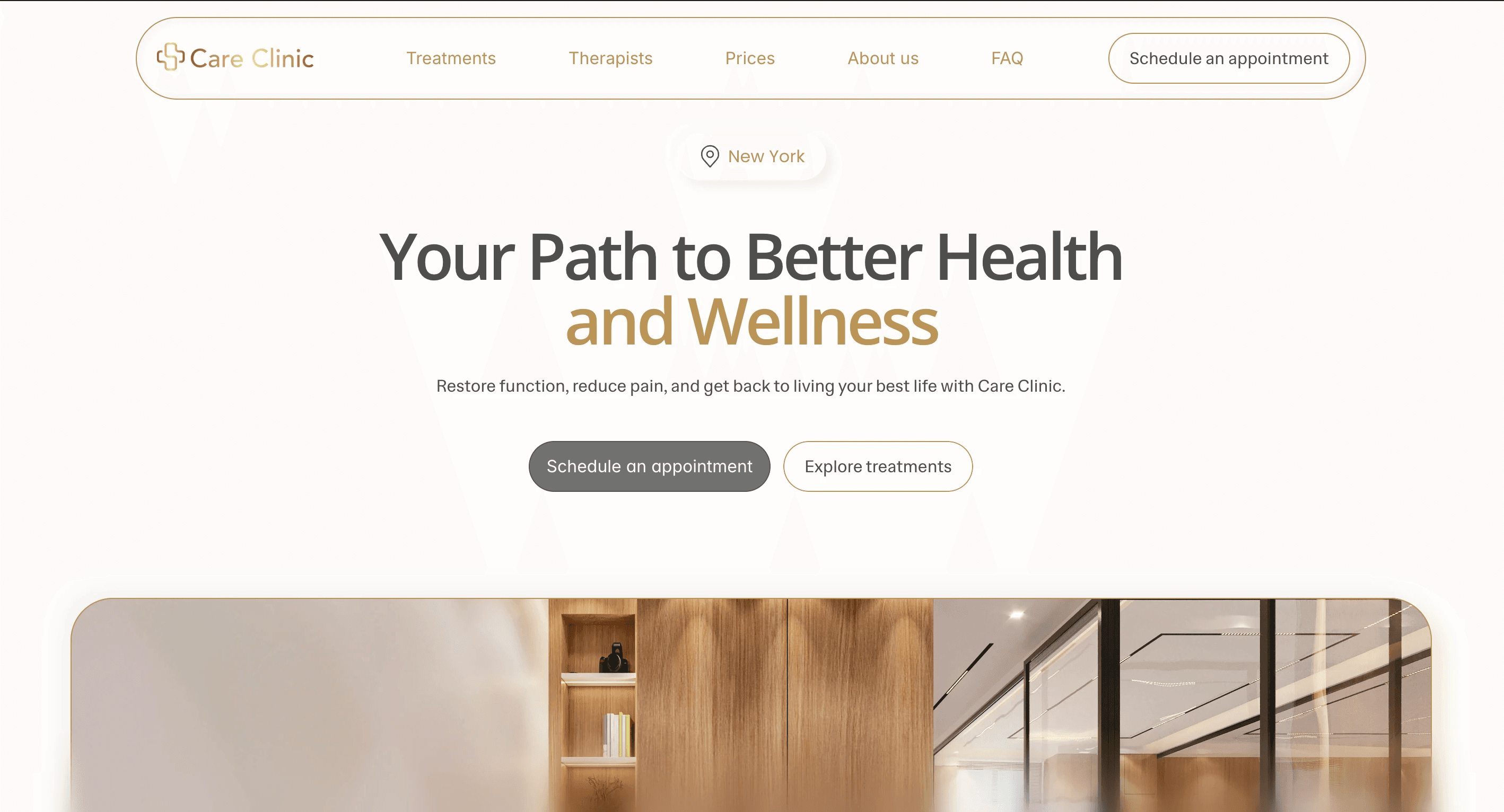 Skjermbilde av Care Clinic's nettside