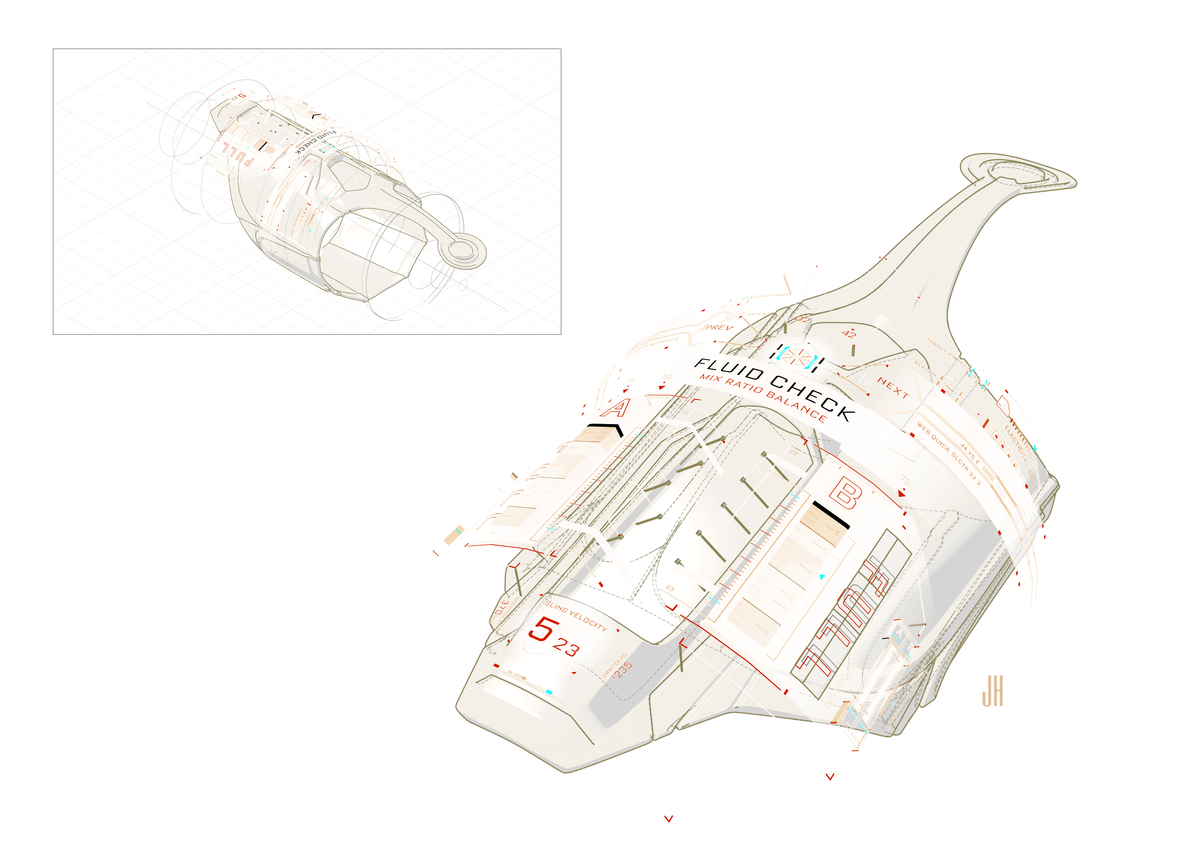 Jayse Hansen's drawing of a hologram for Spider-Man's spinnerette, for webslingers
